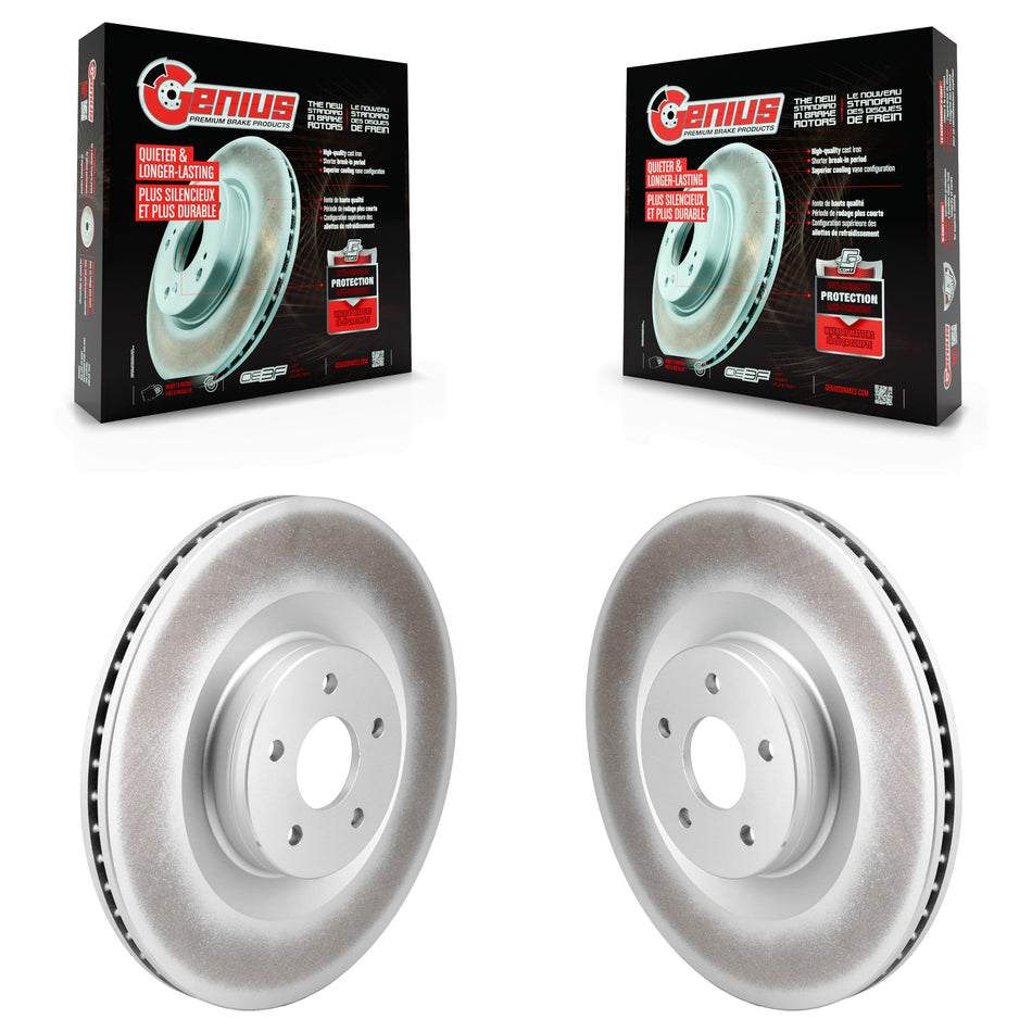 Front Coated Disc Brake Rotors Pair For 2016-2018 Ford Focus RS KG-101858