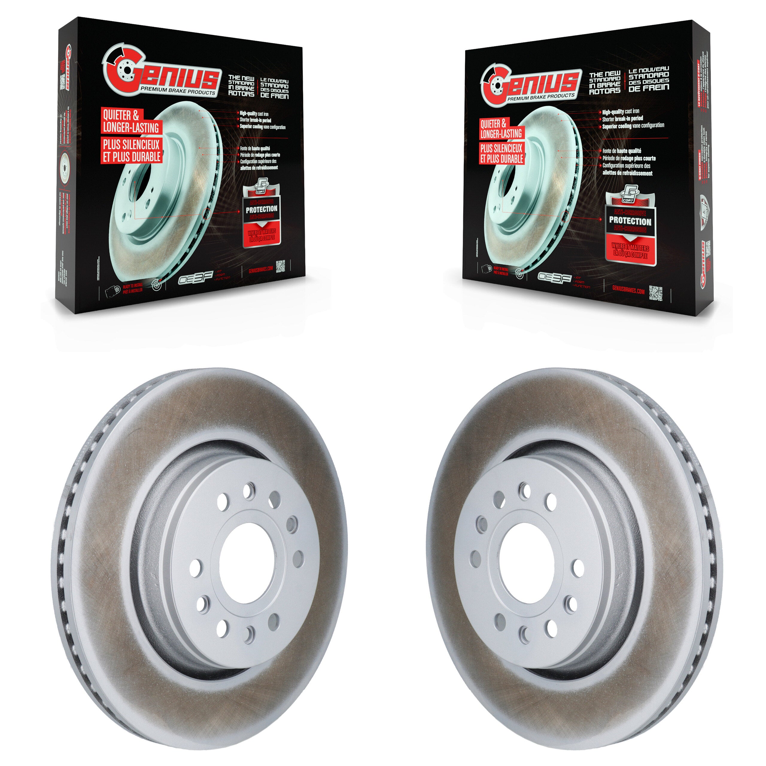 Front Coated Disc Brake Rotors Pair For Ram 1500 Jeep Wagoneer Grand L KG-101953