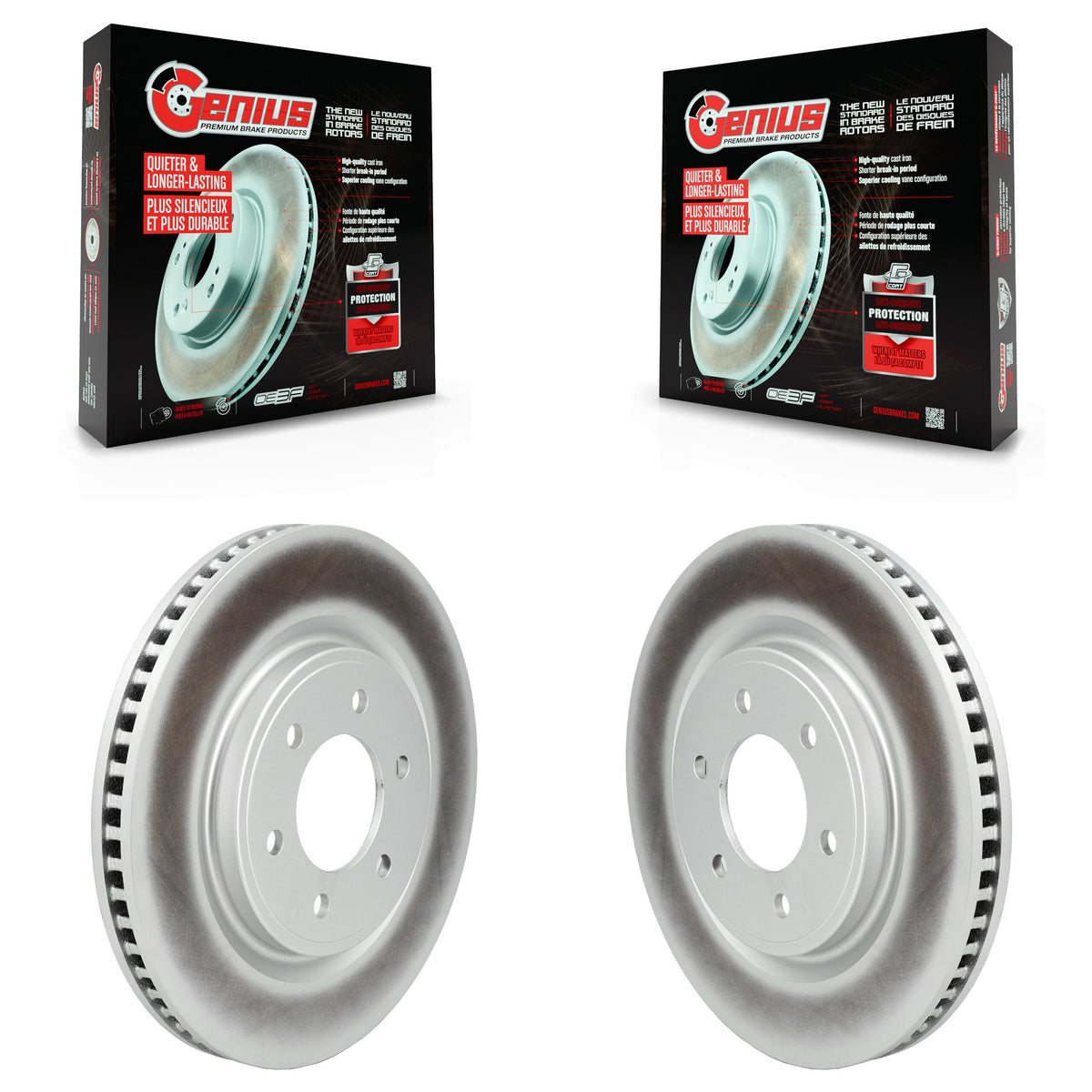 Front Coated Disc Brake Rotors Pair For 2022-2023 Ford F-150 Lightning KG-101961