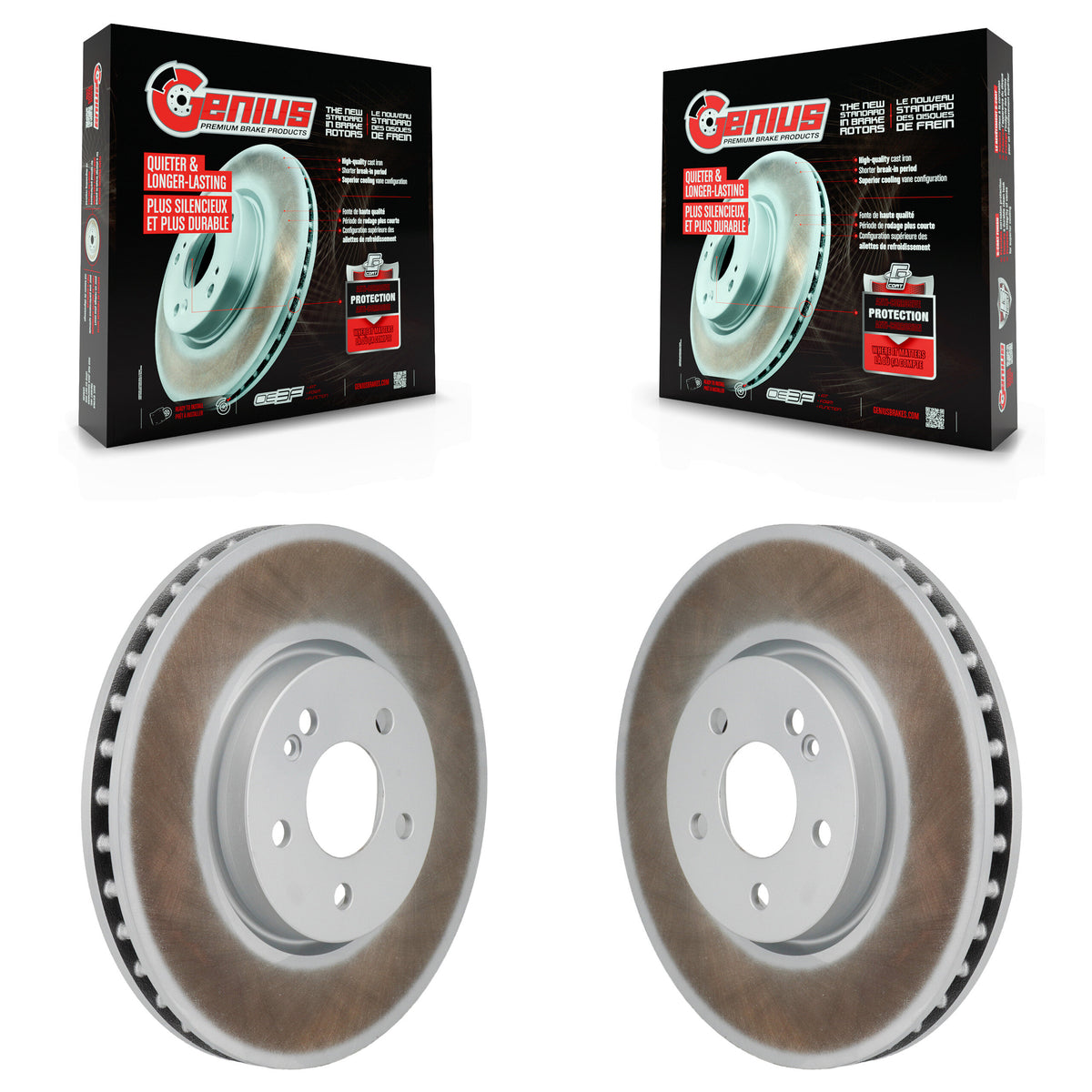 Front Coated Disc Brake Rotors Pair For Mercedes-Benz A220 CLA250 With Standard Brakes KG-101965
