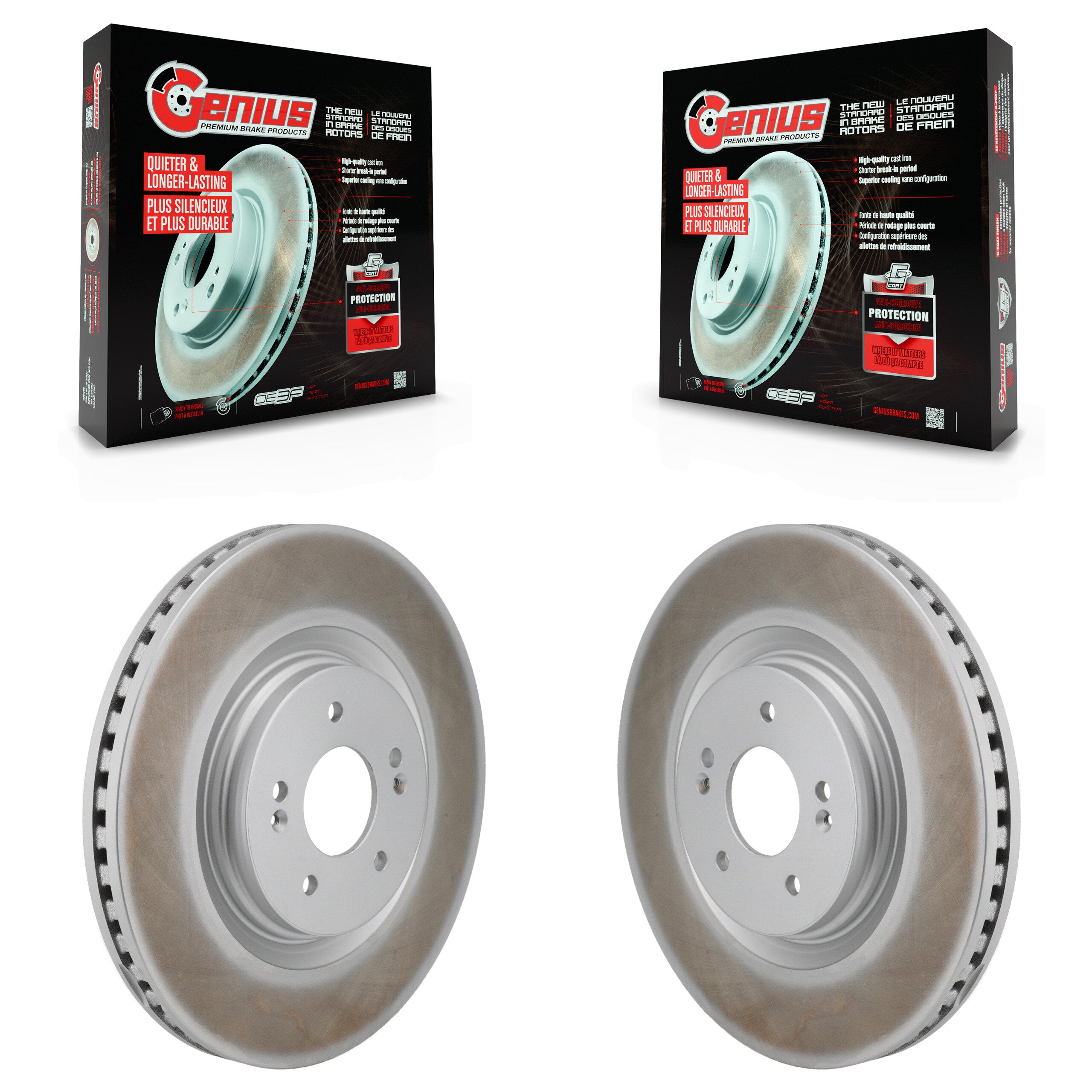 Front Coated Disc Brake Rotors Pair For Hyundai Sonata Kia K5 KG-101973