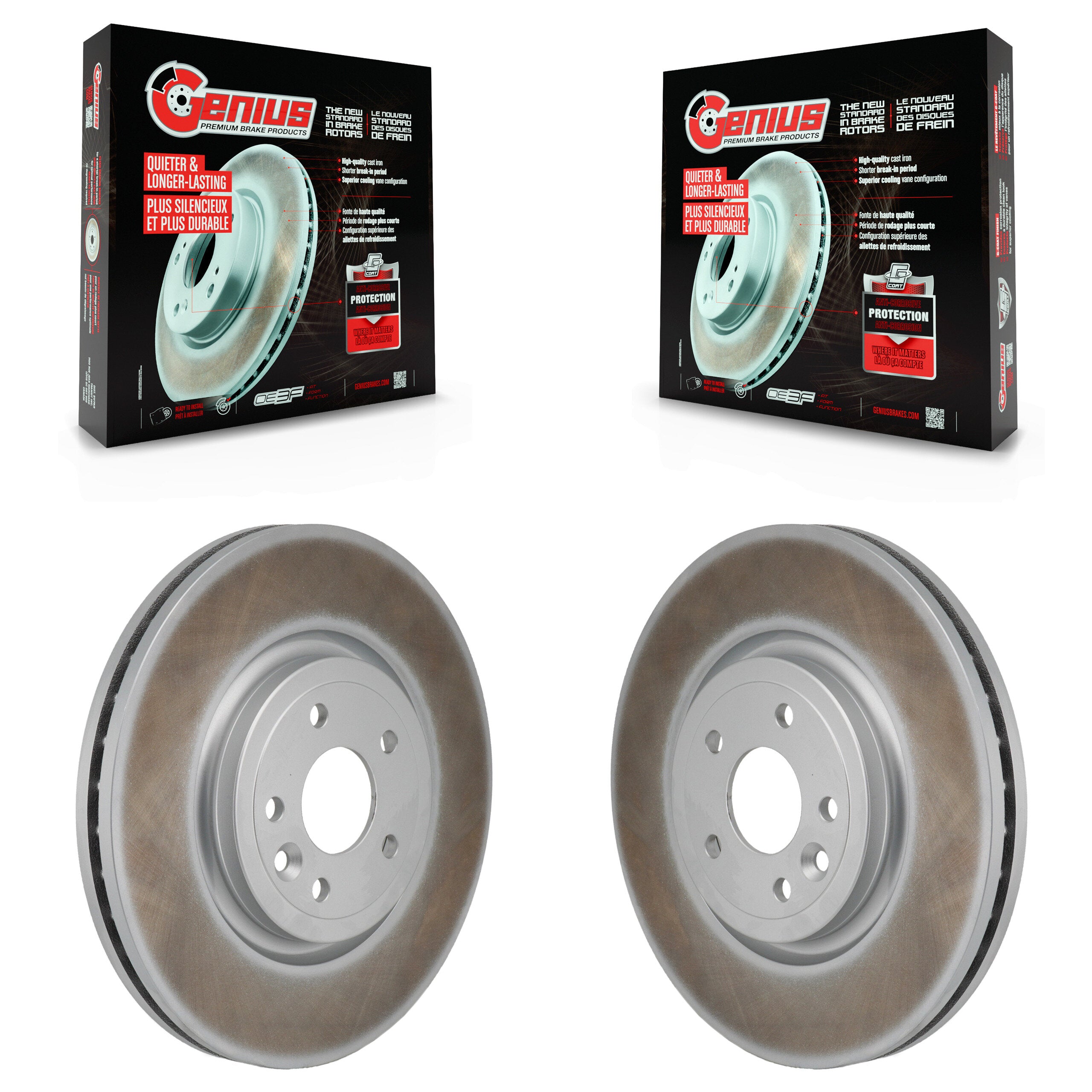 Front Coated Disc Brake Rotors Pair For Jaguar XE XF KG-101978