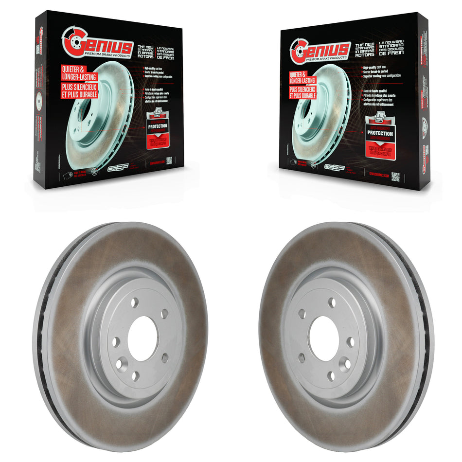Front Coated Disc Brake Rotors Pair For Jaguar XE XF KG-101978