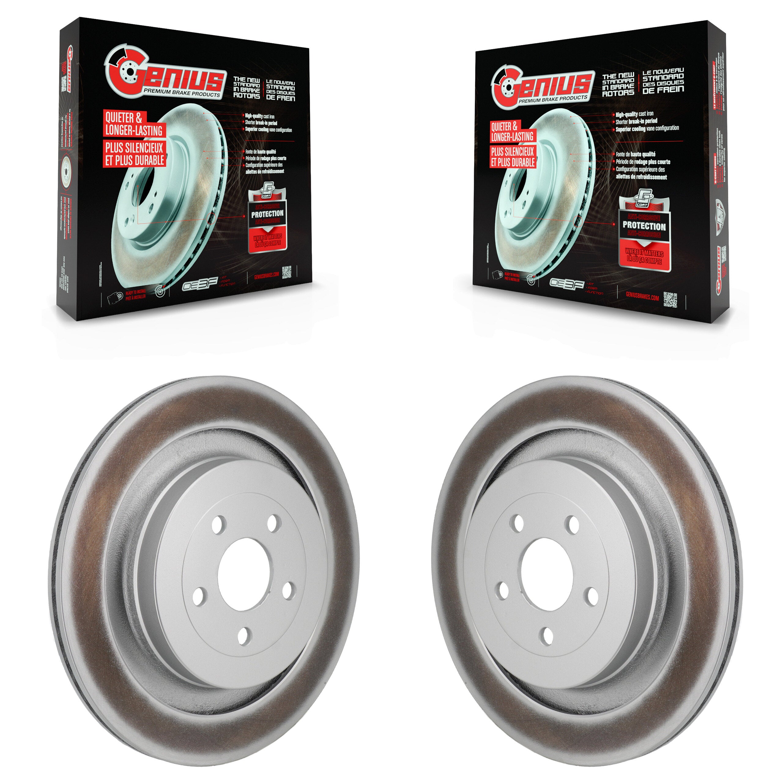 Rear Coated Disc Brake Rotors Pair For Ford Edge Lincoln Nautilus KG-101999