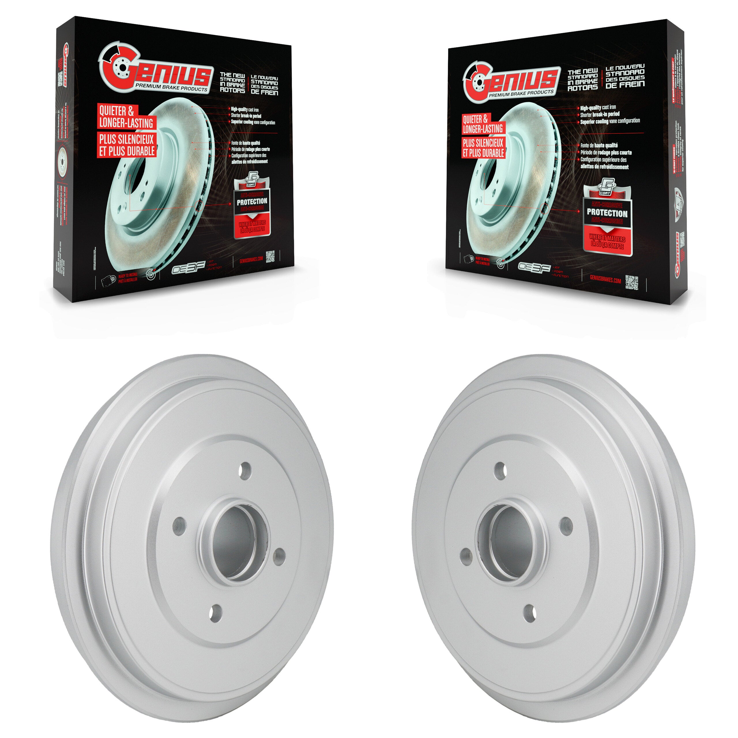 Rear Coated Brake Drums Pair For Nissan Micra Versa Note KG-102041