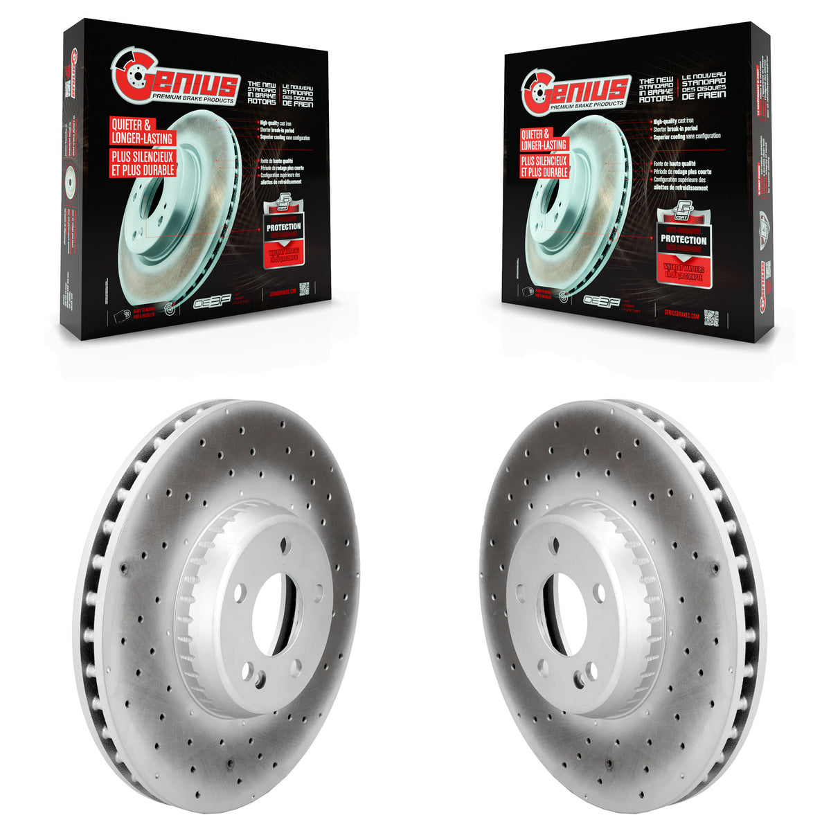Front Coated Disc Brake Rotors Pair For Mercedes-Benz GLC300 C300 C400 C350e KG-102049