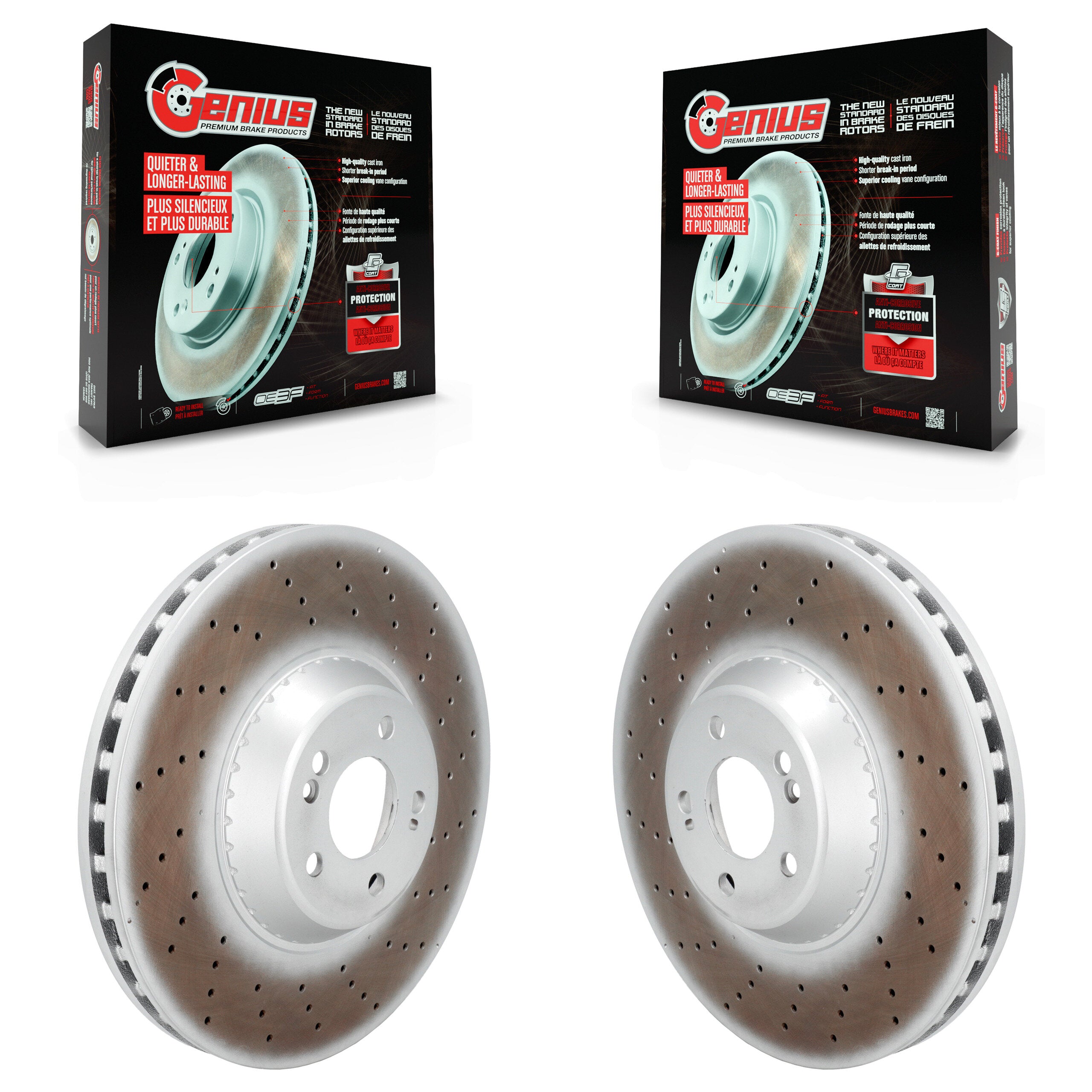 Front Coated Disc Brake Rotors Pair For Mercedes-Benz S550 S560 S450 S550e KG-102051