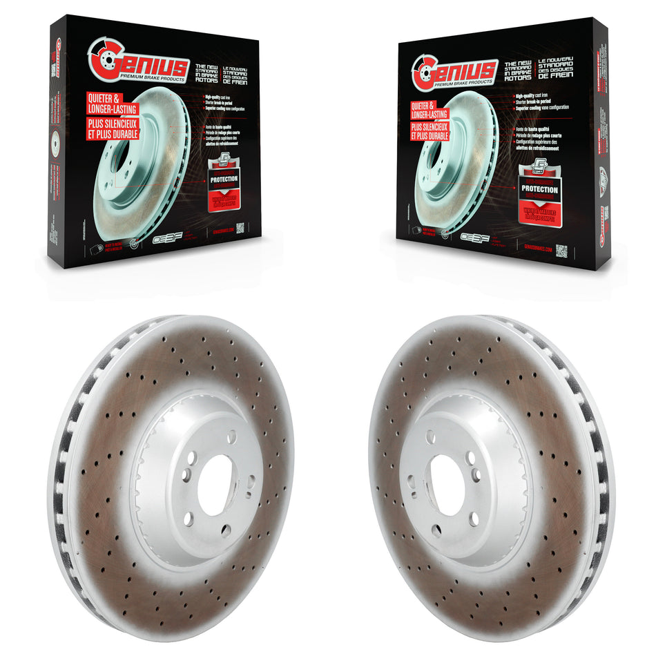 Front Coated Disc Brake Rotors Pair For Mercedes-Benz S550 S560 S450 S550e KG-102051