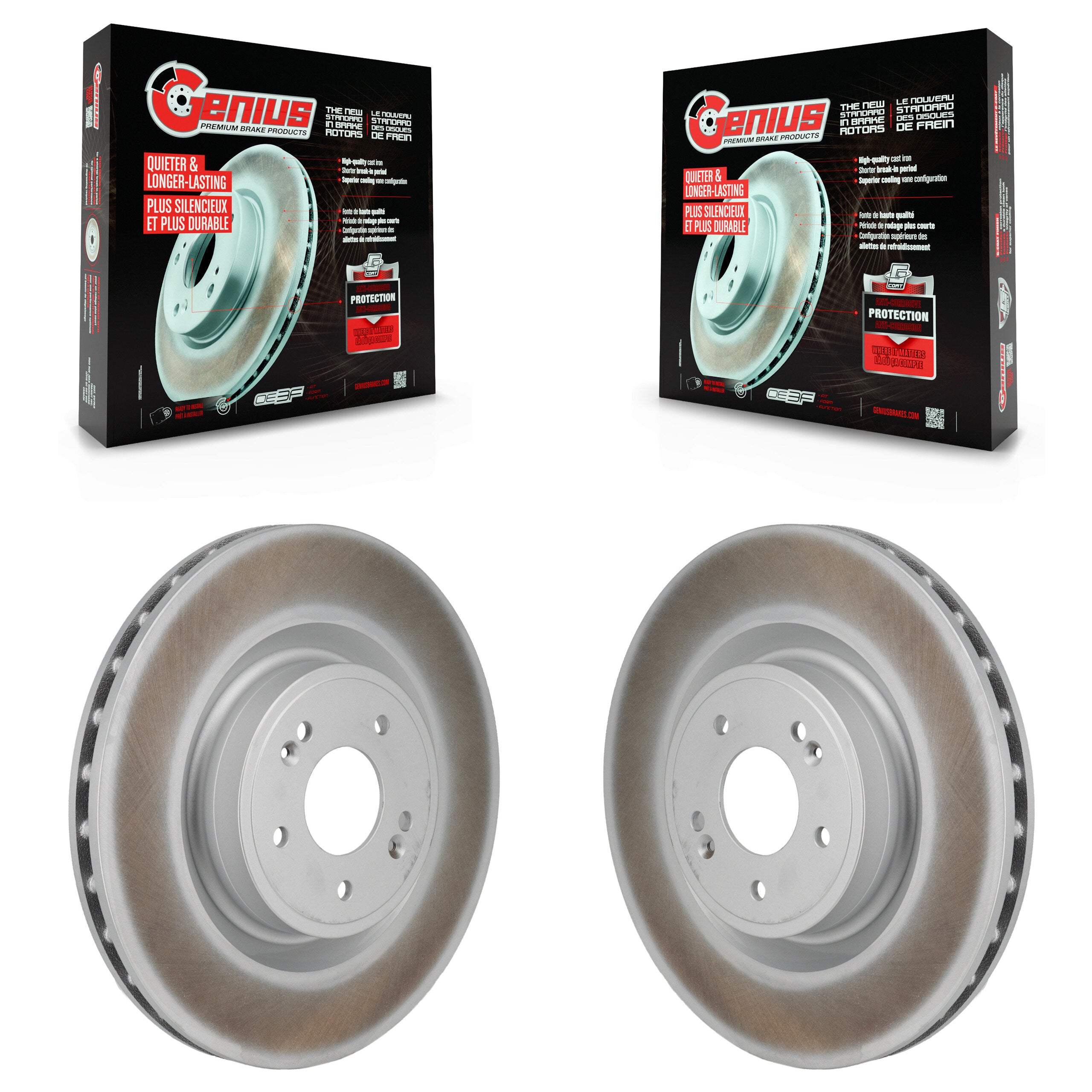 Rear Coated Disc Brake Rotor Pair For 2024-2026 Genesis G70 With 340mm Diameter KG-102084