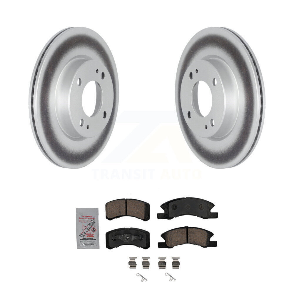 Front Coated Disc Brake Rotors And Ceramic Pads Kit For 2017-2024 Mitsubishi Mirage G4 KGA-100183