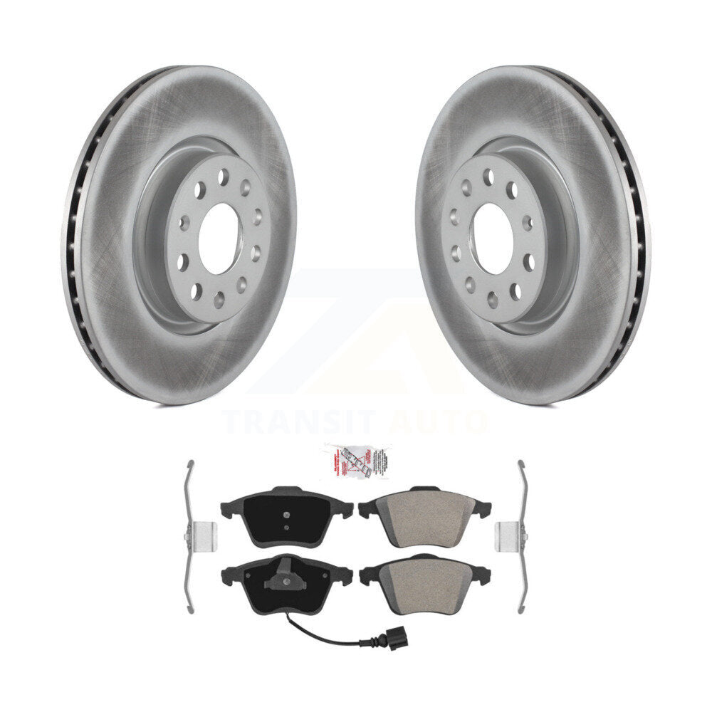 Front Coated Disc Brake Rotors & Semi-Metallic Pad Kit For 2008-2009 Audi TT Quattro 3.2L KGA-100232