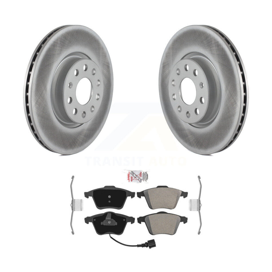 Front Coated Disc Brake Rotors & Semi-Metallic Pad Kit For 2008-2009 Audi TT Quattro 3.2L KGA-100232