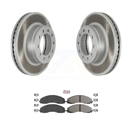Front Coated Disc Brake Rotor Semi-Metallic Pad Kit For Ford F-450 Super Duty F-550 F-600 KGA-100270