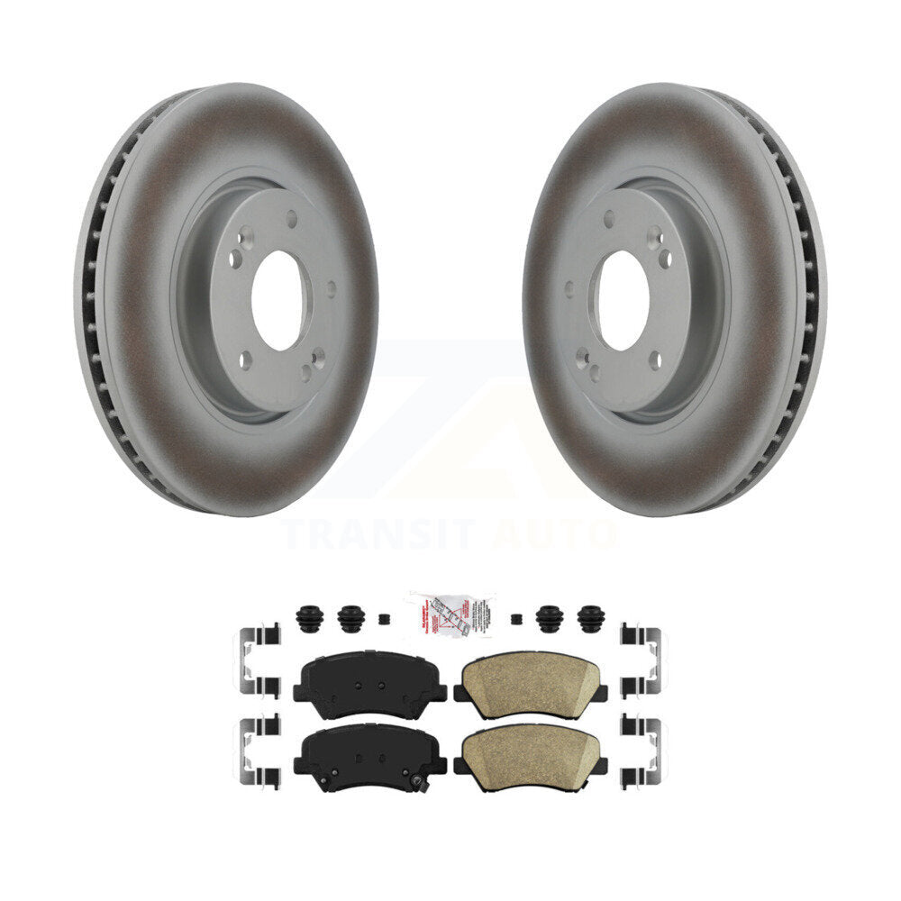 Front Coat Brake Rotor Ceramic Pad Kit For 2014 Kia Forte With 300mm Diameter KGA-100481