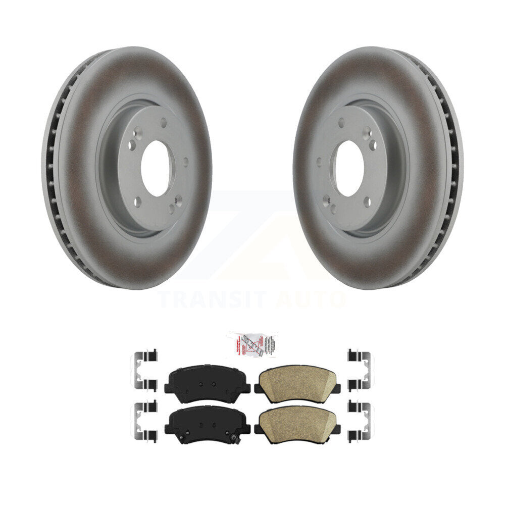 Front Coat Brake Rotor Ceramic Pad Kit For 2014 Kia Forte With 300mm Diameter KGA-100482