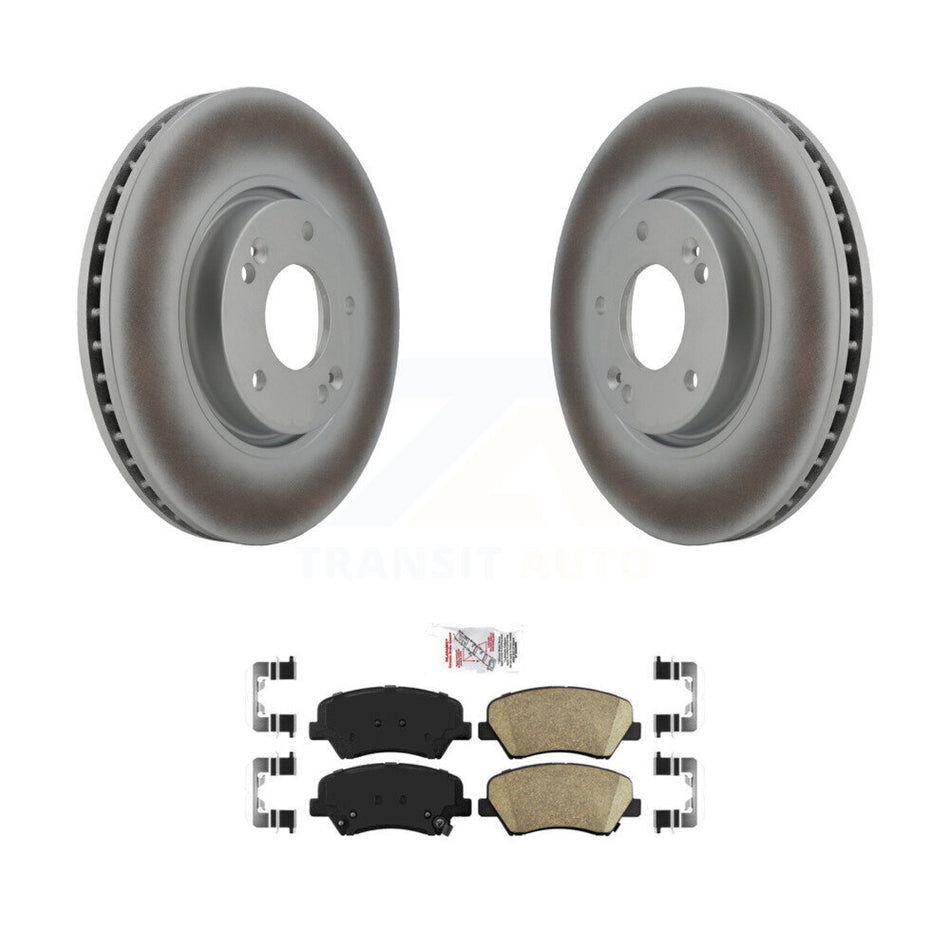 Front Coat Brake Rotor Ceramic Pad Kit For 2014 Kia Forte With 300mm Diameter KGA-100482
