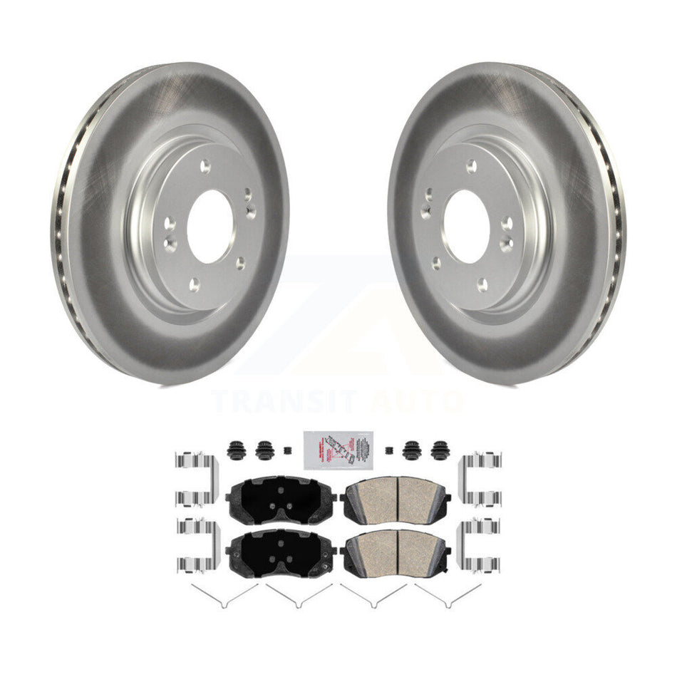 Front Coated Brake Rotor Ceramic Pad Kit For Hyundai Sonata Kona Electric Kia Optima Niro KGA-100489