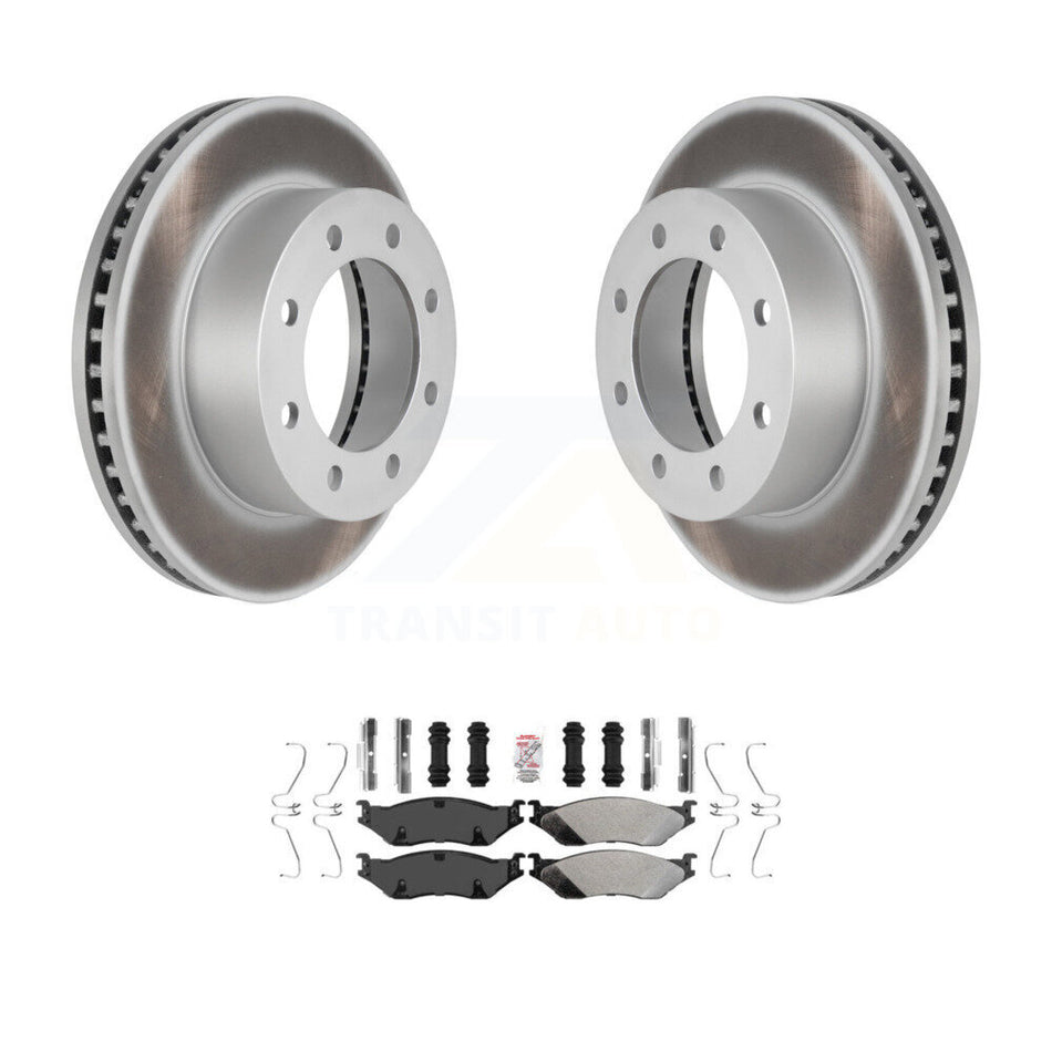 Front Coat Brake Rotors Semi-Metallic Pad Kit For Ford F-450 Super Duty With 8 Lug Wheels KGA-100560