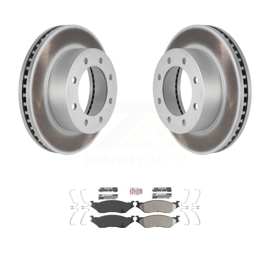 Front Coat Brake Rotors Semi-Metallic Pad Kit For Ford F-450 Super Duty With 8 Lug Wheels KGA-100561