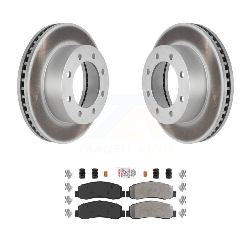 Front Coated Disc Brake Rotors And Semi-Metallic Pads Kit For Ford F-250 Super Duty F-350 KGA-100565