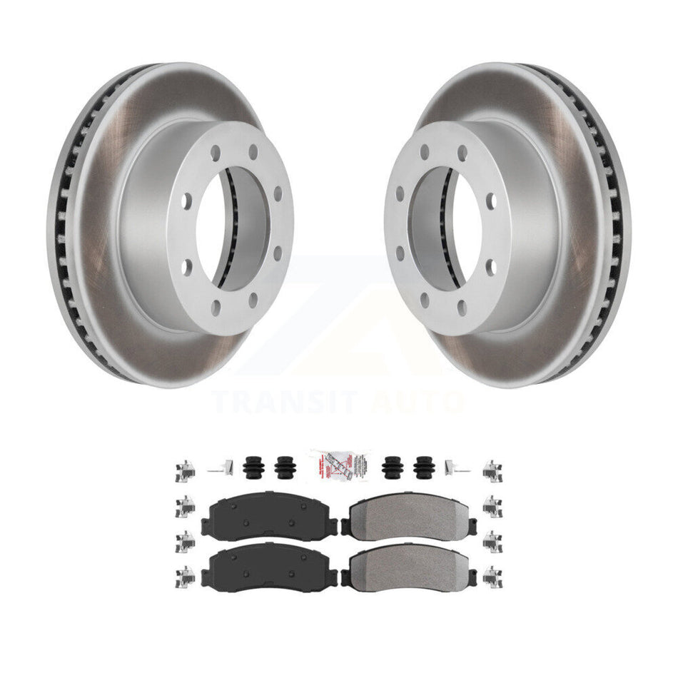 Front Coated Disc Brake Rotor & Semi-Metallic Pad Kit For Ford F-350 Super Duty F-250 4WD KGA-100567