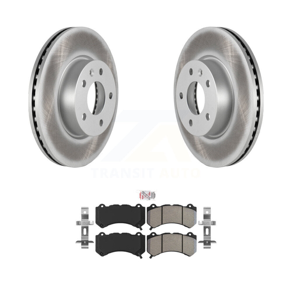 Front Coated Disc Brake Rotors And Semi-Metallic Pads Kit For 2017 Cadillac ATS V KGA-100579