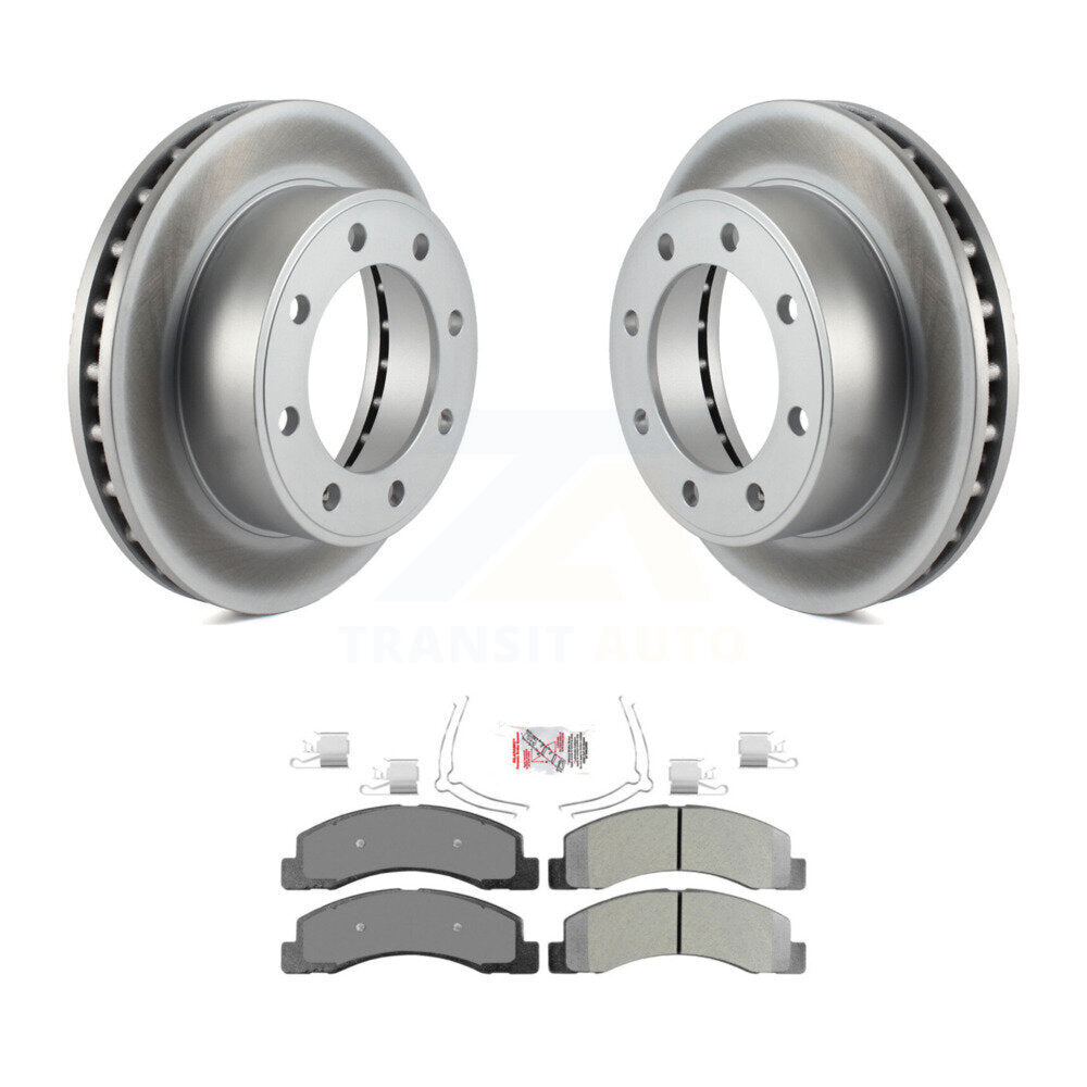 Front Coated Brake Rotors Semi-Metallic Pad Kit For Ford F-350 Super Duty F-250 Excursion KGA-100600