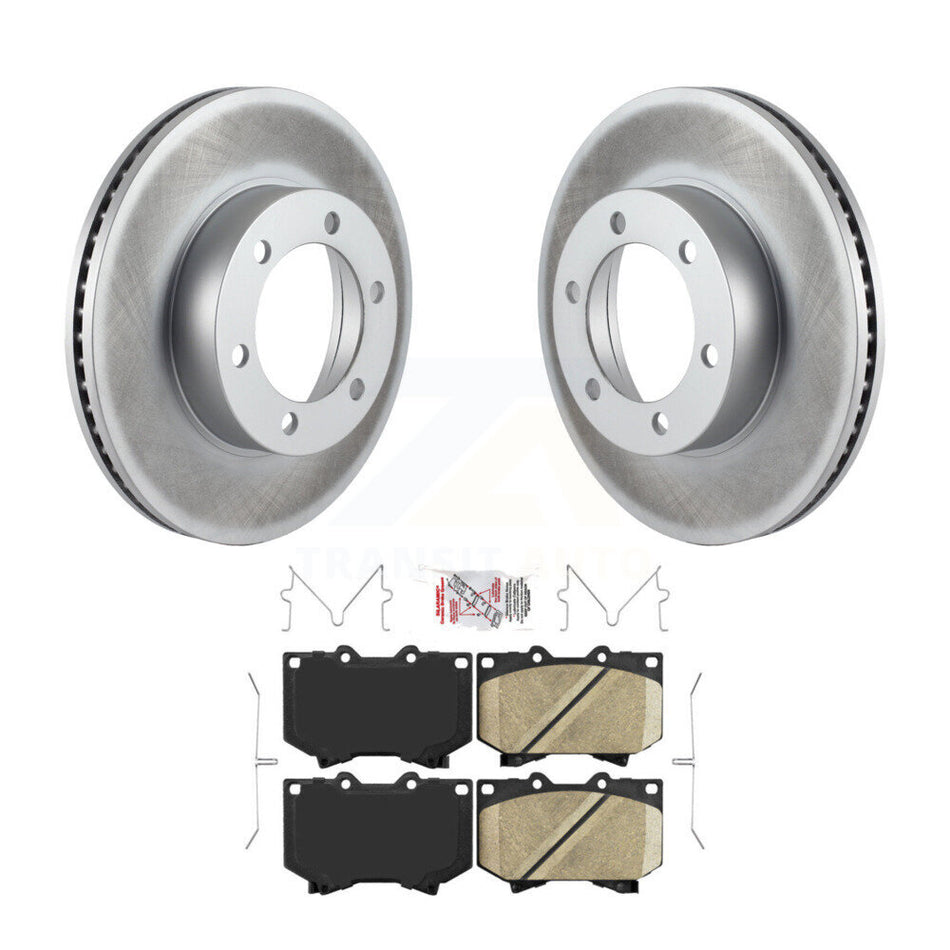Front Coated Brake Rotor Ceramic Pad Kit For Toyota Tundra Sequoia 4.7" Pads Plate Length KGA-100632