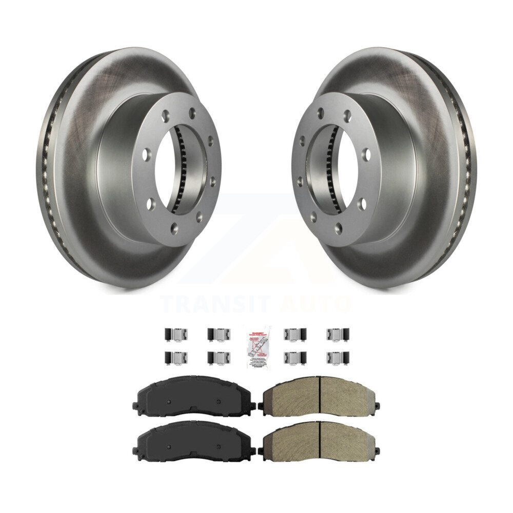 Front Coated Disc Brake Rotor Semi-Metallic Pad Kit For Ford F-350 Super Duty F-250 F-450 KGA-100707