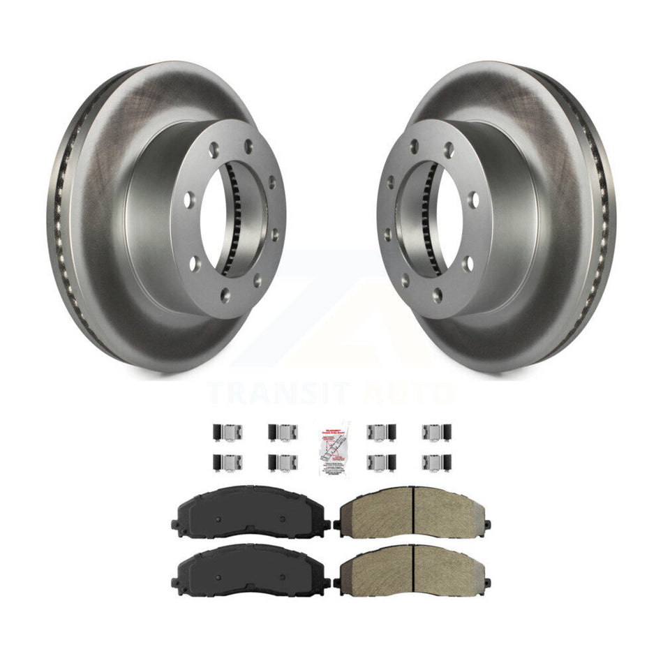 Front Coated Disc Brake Rotor Semi-Metallic Pad Kit For Ford F-350 Super Duty F-250 F-450 KGA-100707