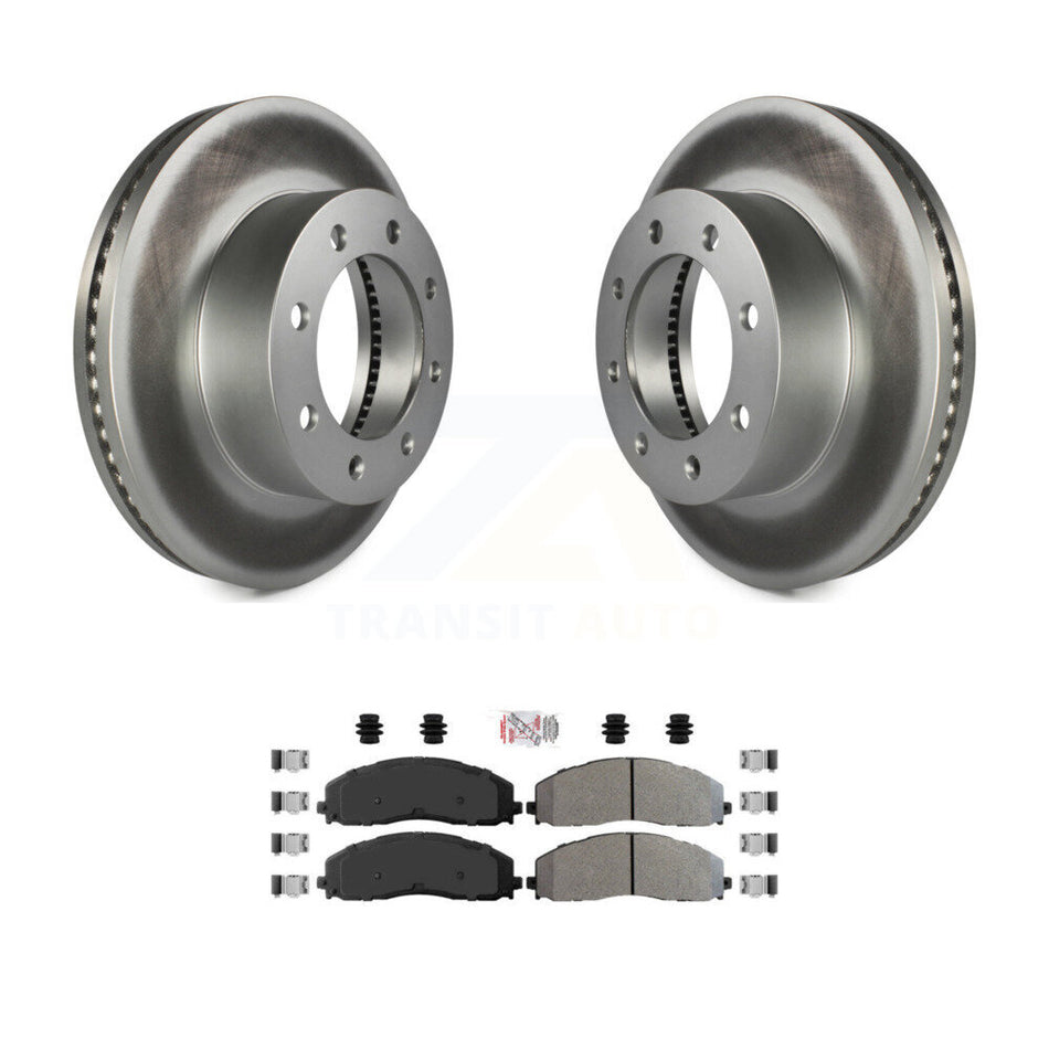 Front Coated Disc Brake Rotor Semi-Metallic Pad Kit For Ford F-350 Super Duty F-250 F-450 KGA-100708