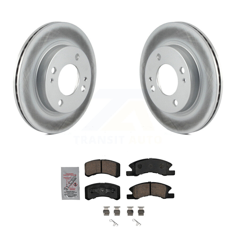Front Coated Disc Brake Rotors And Ceramic Pads Kit For 2014-2015 Mitsubishi Mirage KGA-101016