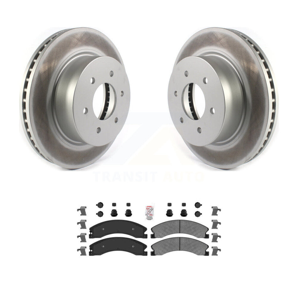 Front Coated Disc Brake Rotors And Semi-Metallic Pads Kit For 2016-2024 Nissan TITAN XD KGA-101049