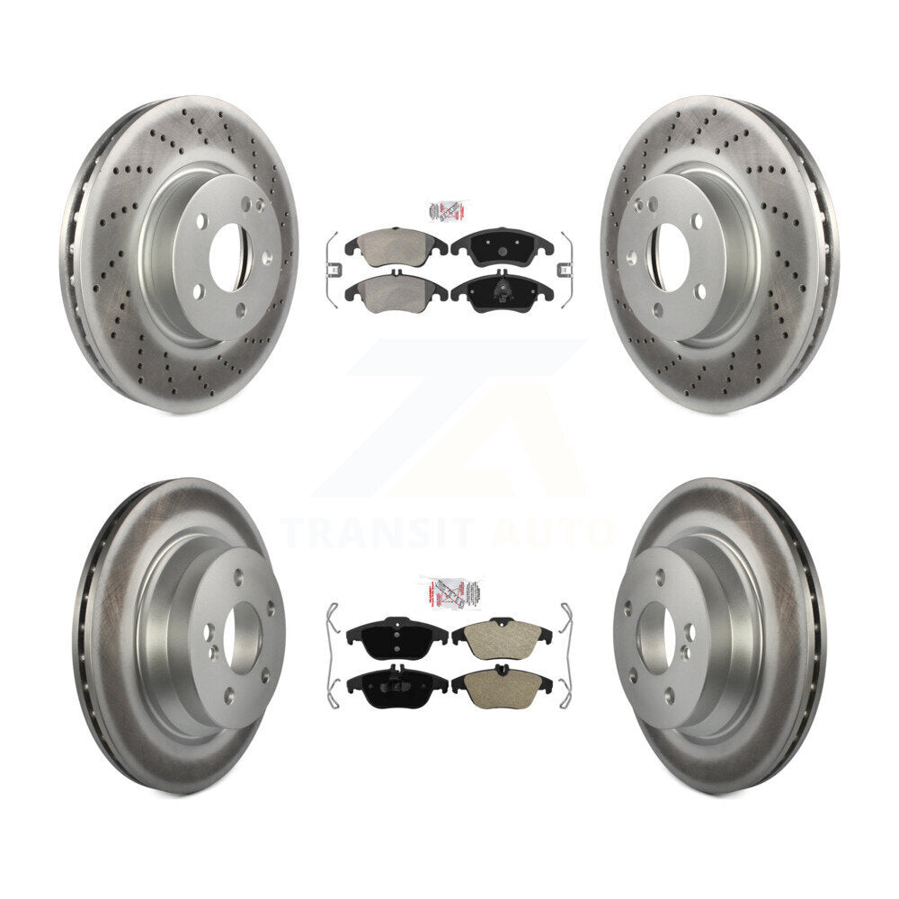Front Rear Semi-Metallic Pads And Coated Disc Brake Rotors Kit For Mercedes-Benz E400 KGA-101065