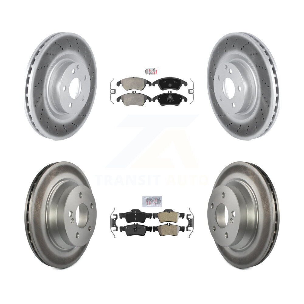 Front Rear Semi-Metallic Pads And Coated Disc Brake Rotors Kit For Mercedes-Benz E400 KGA-101068