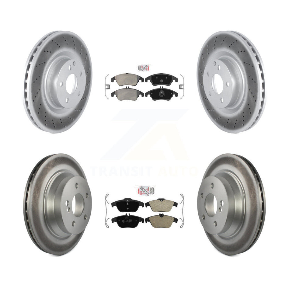 Front Rear Semi-Metallic Pads And Coated Disc Brake Rotors Kit For Mercedes-Benz E400 KGA-101070