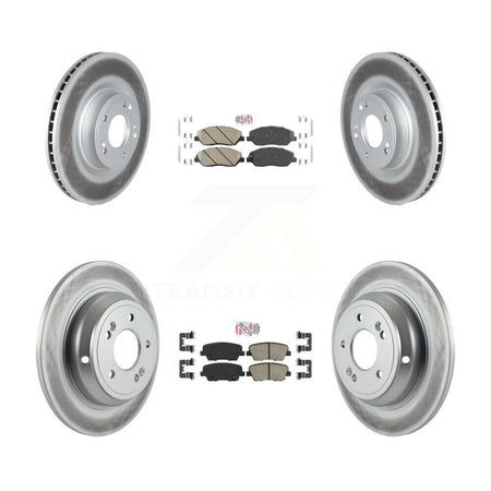 Front Rear Ceramic Pads And Coated Disc Brake Rotors Kit For Hyundai Genesis 3.8L KGA-101114