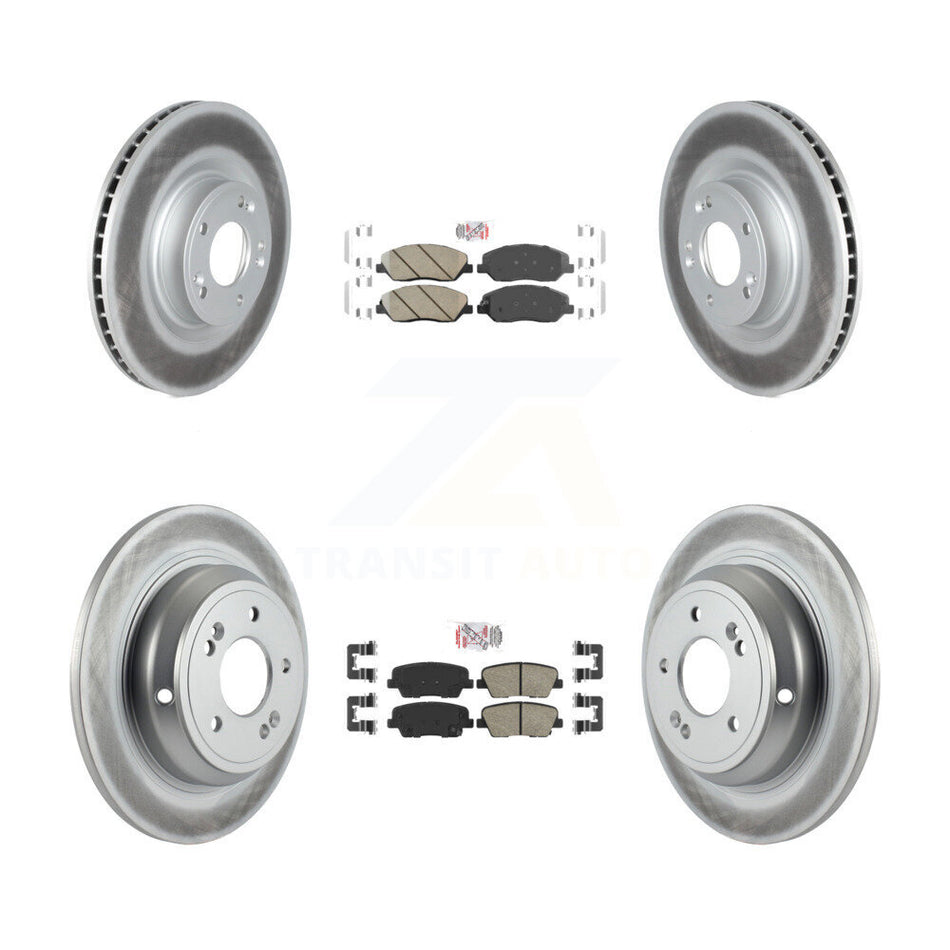 Front Rear Ceramic Pads And Coated Disc Brake Rotors Kit For Hyundai Genesis 3.8L KGA-101114