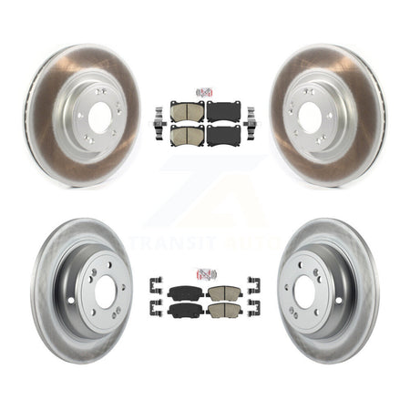 Front Rear Ceramic Pads And Coated Disc Brake Rotors Kit For Hyundai Genesis 4.6L KGA-101115