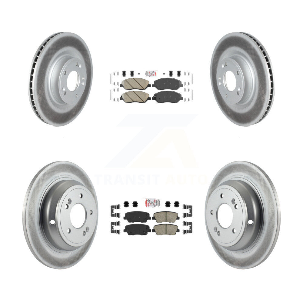 Front Rear Ceramic Pads And Coated Disc Brake Rotors Kit For Hyundai Genesis 3.8L KGA-101116