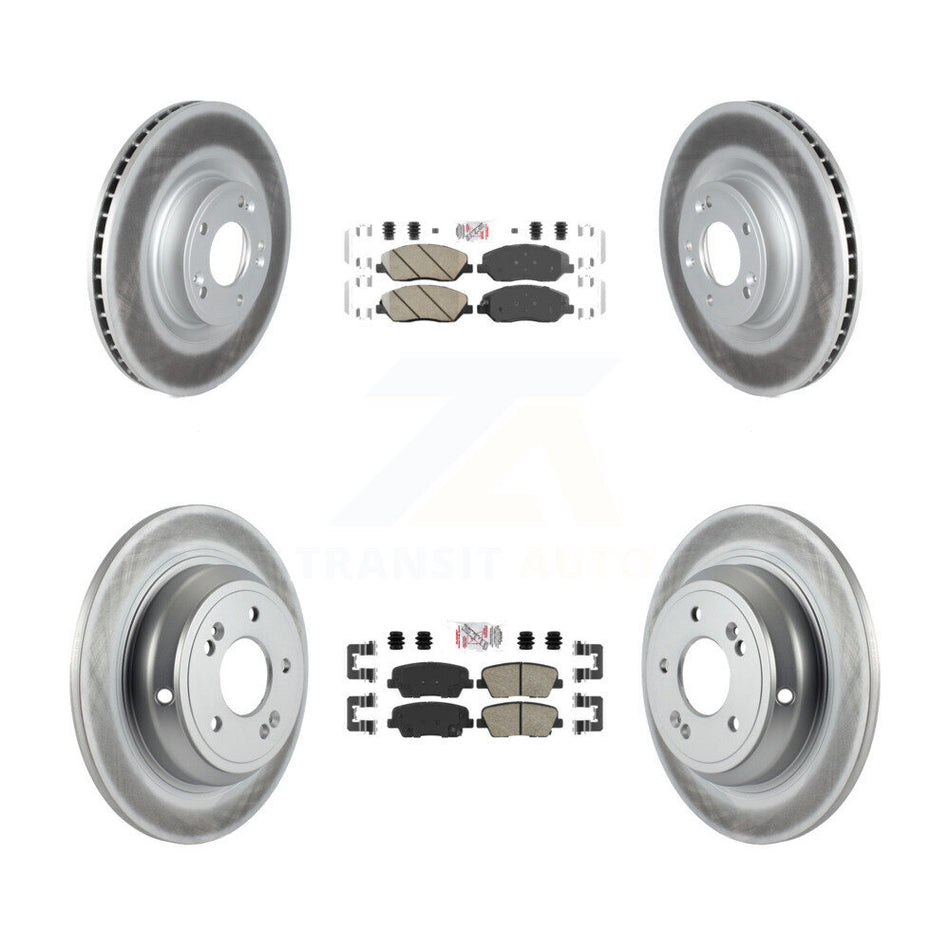 Front Rear Ceramic Pads And Coated Disc Brake Rotors Kit For Hyundai Genesis 3.8L KGA-101116
