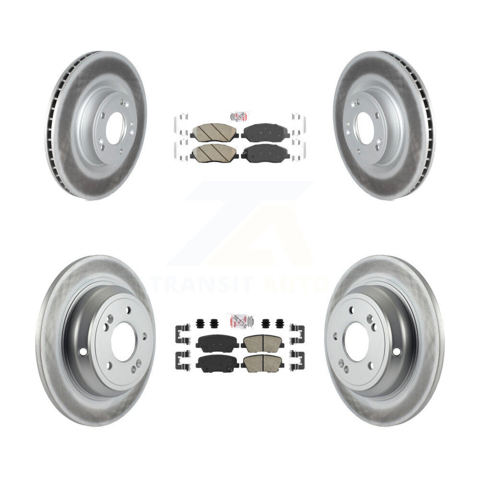 Front Rear Ceramic Pads And Coated Disc Brake Rotors Kit For Hyundai Genesis 3.8L KGA-101117
