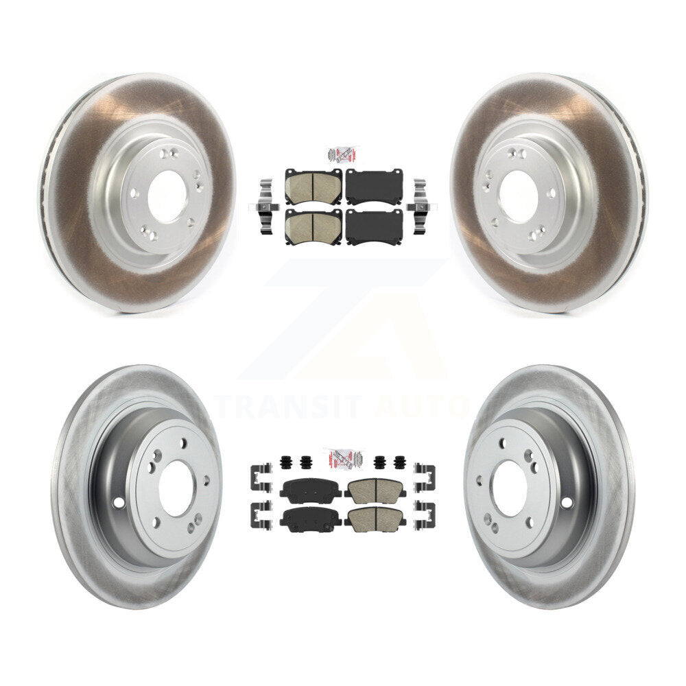 Front Rear Ceramic Pads And Coated Disc Brake Rotors Kit For Hyundai Genesis 4.6L KGA-101118