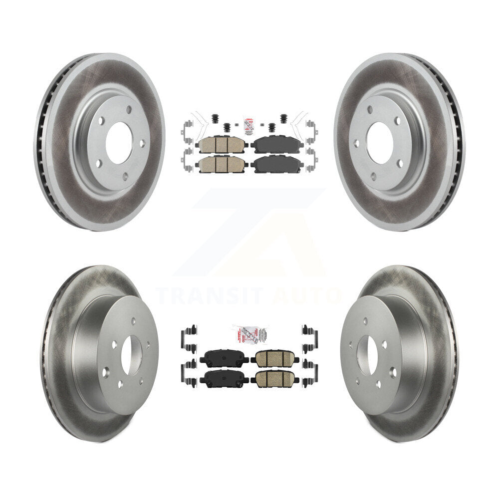 Front Rear Ceramic Pads And Coated Disc Brake Rotors Kit For 2011-2017 Nissan Quest KGA-101139