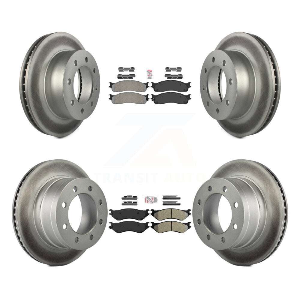 Front Rear Semi-Metallic Pad And Coated Disc Brake Rotor Kit For Dodge Ram 1500 3500 2500 KGA-101162