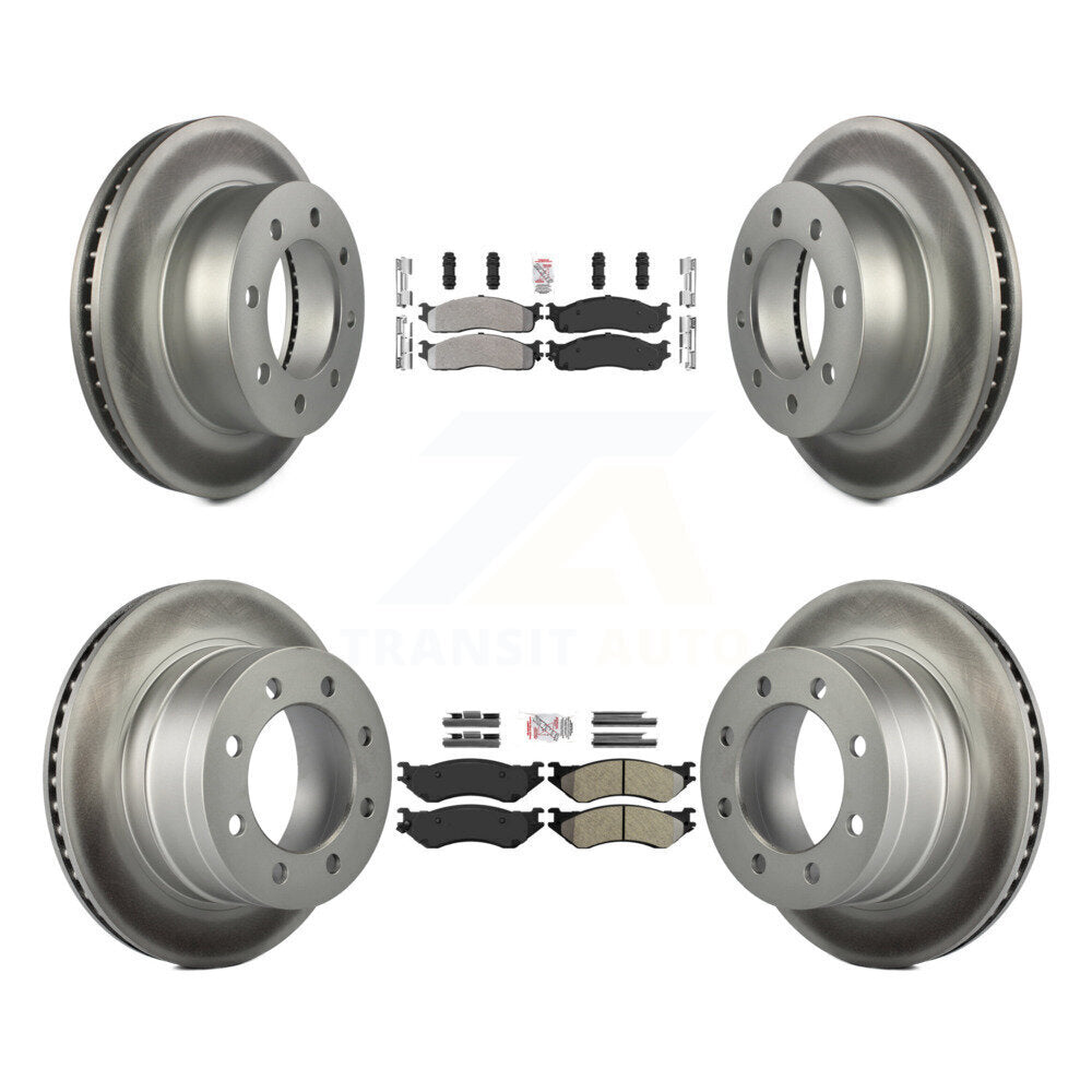 Front Rear Semi-Metallic Pad And Coated Disc Brake Rotor Kit For Dodge Ram 1500 3500 2500 KGA-101163