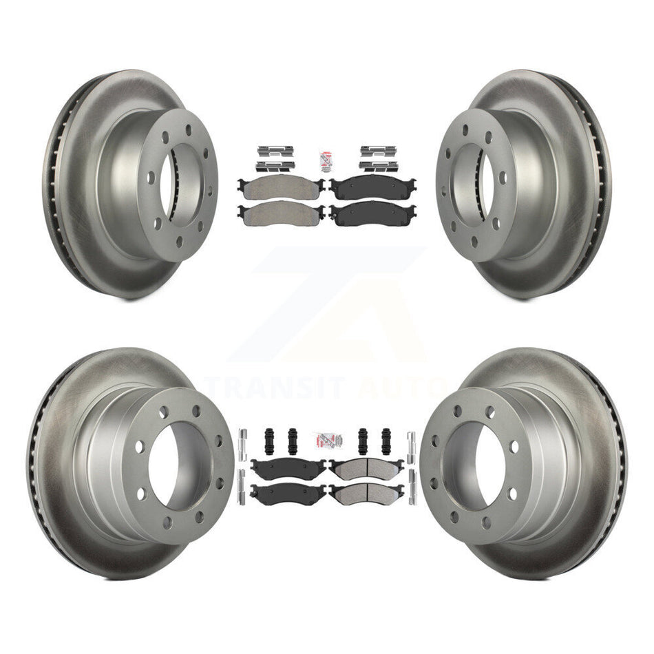 Front Rear Semi-Metallic Pad And Coated Disc Brake Rotor Kit For Dodge Ram 1500 3500 2500 KGA-101164
