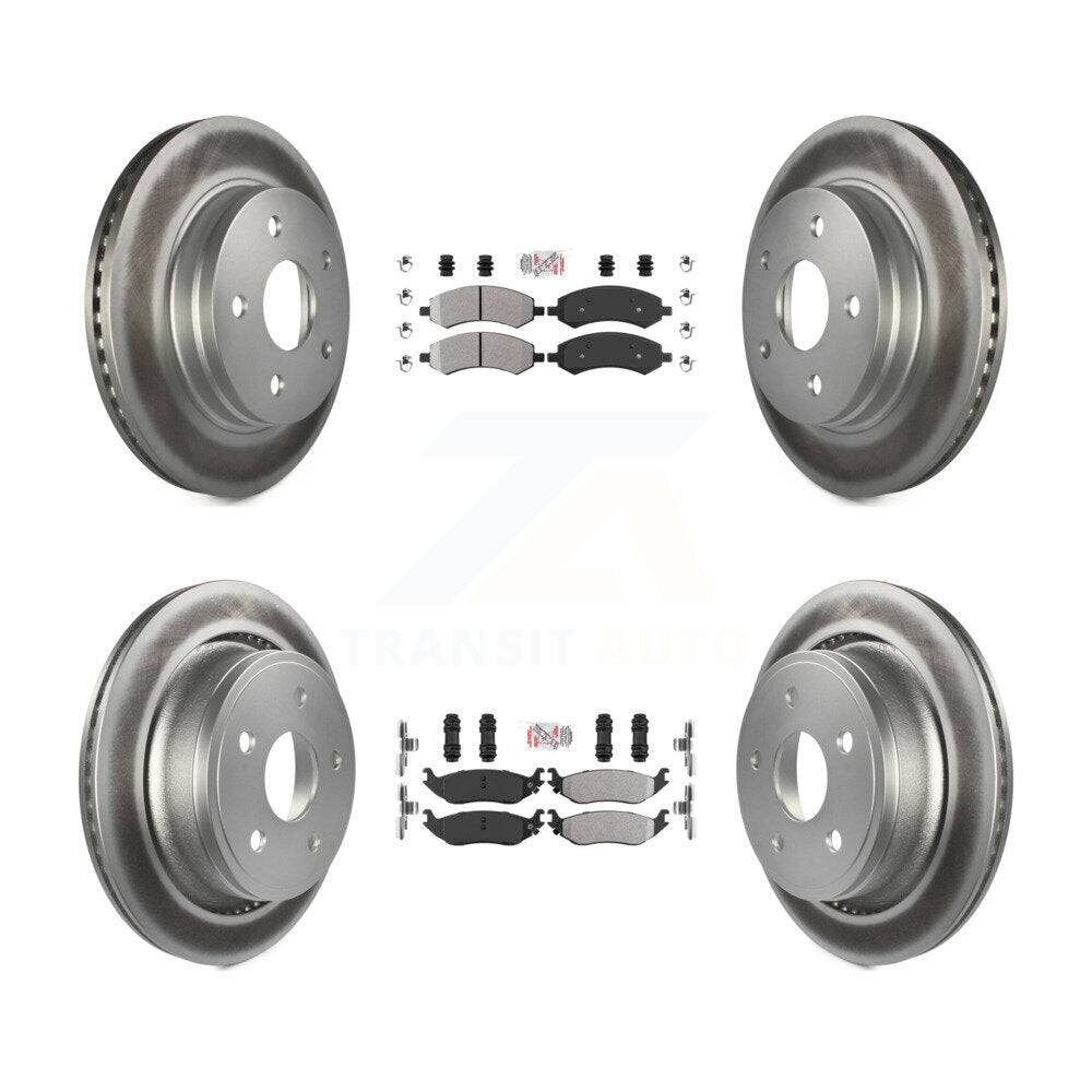 Front Rear Semi-Metallic Pad & Coated Brake Rotor Kit For Ram 1500 Classic Dodge Chrysler KGA-101172