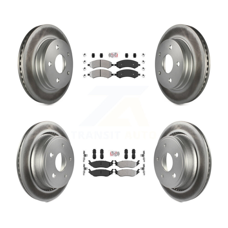 Front Rear Semi-Metallic Pad & Coated Brake Rotor Kit For Ram 1500 Classic Dodge Chrysler KGA-101172