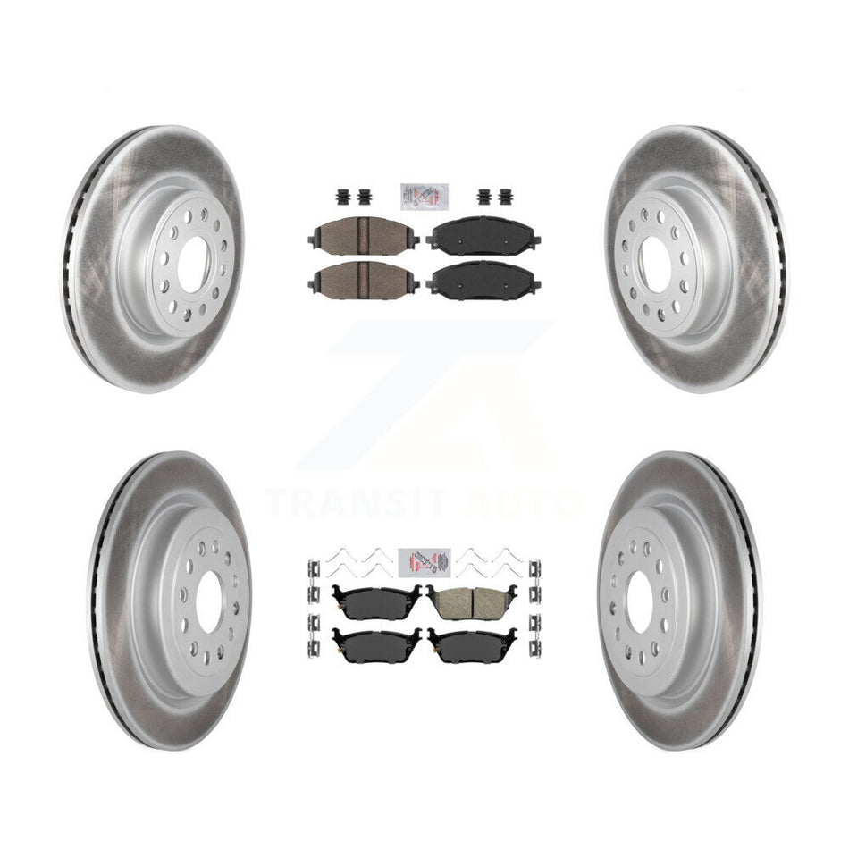 Front Semi-Metallic Rear Ceramic Pads And Coated Disc Brake Rotors Kit For Ram 1500 KGA-101250